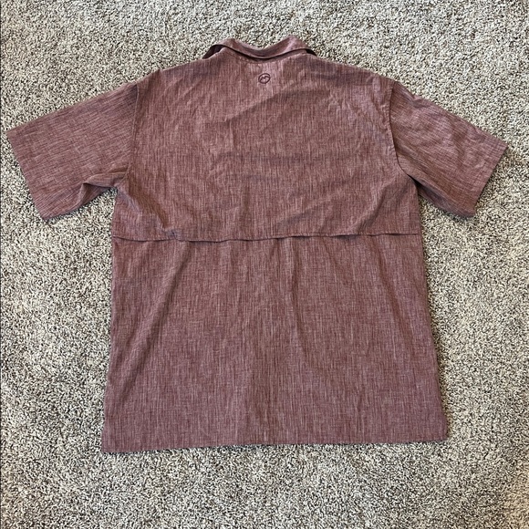 Magellan Outdoors Men's Maroon/Purple Casual Button Down Shirt - Picture 5 of 5